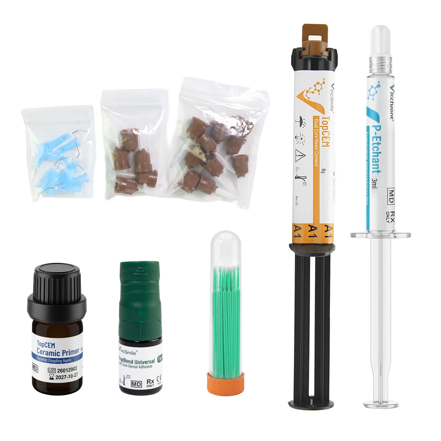 Dental Universal Adhesive Resin Cement Kit: Etchant/Primer/Adhesive/Resin Cement