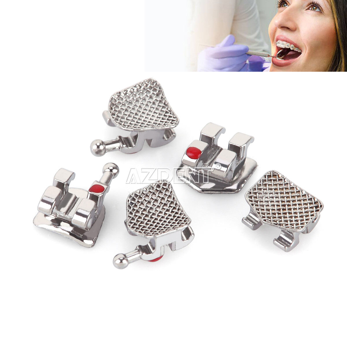 20Pack AZDENT Dental Orthodontic Bracket Braces Mini Roth Slot.022 345 Hooks