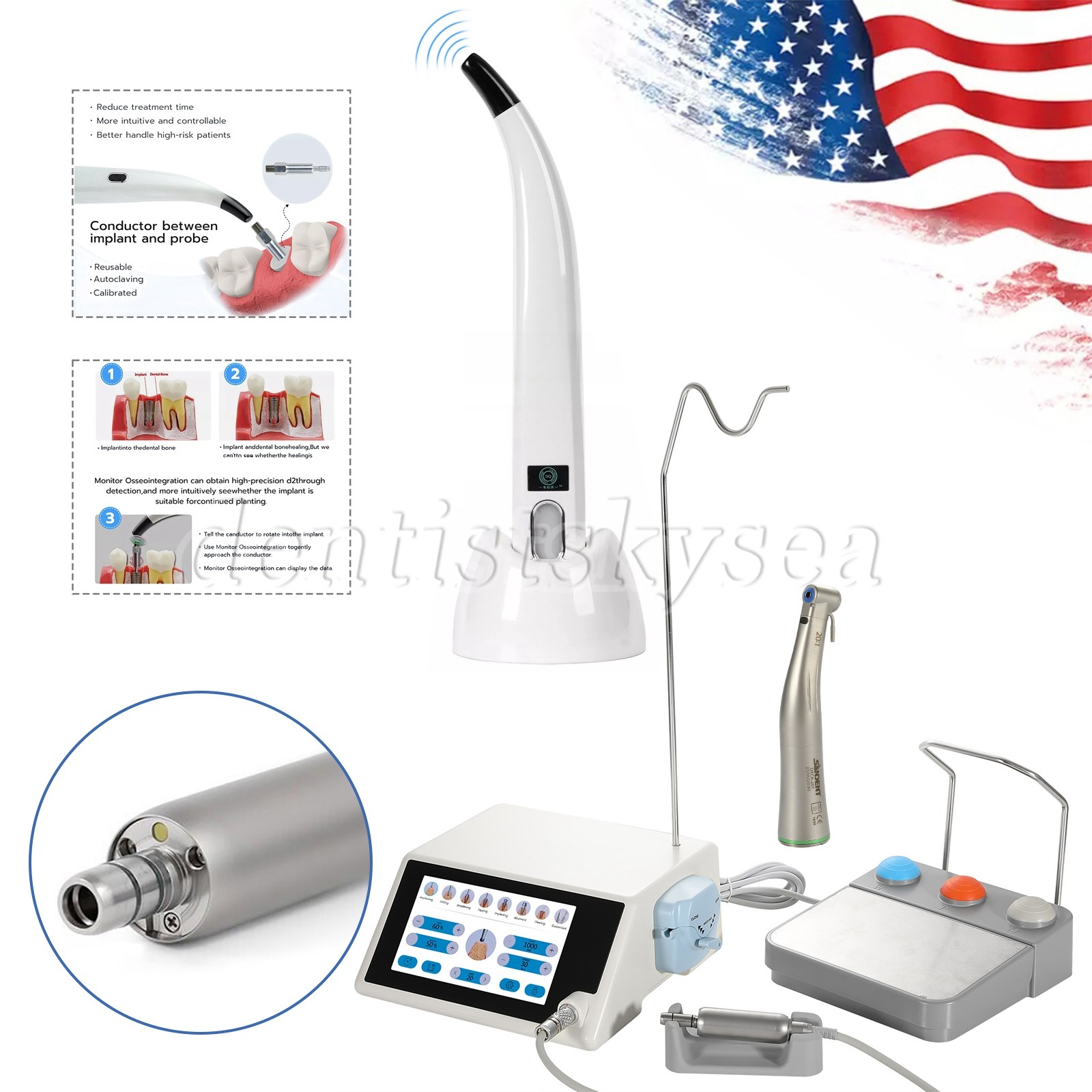 US SANDENT Monitor Osseointegration Stability Test / LED Brushless Implant Motor