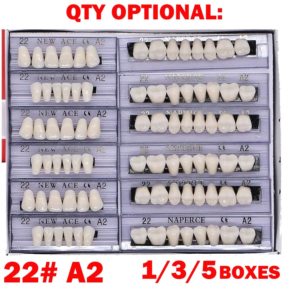 1/3/5Box 22#A2 Dental Acrylic Resin Denture Full Set Teeth Upper Lower Shade NEW