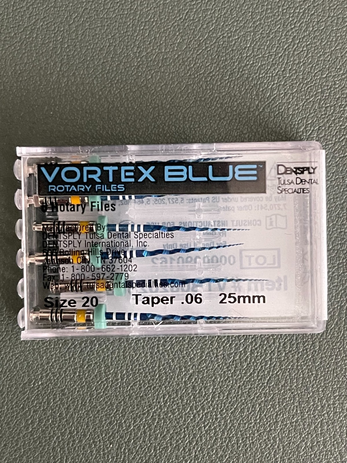 Dentsply Tulsa Dental Vortex Blue .06 Taper rotary files 6/pk , 38 PACKS NEW!