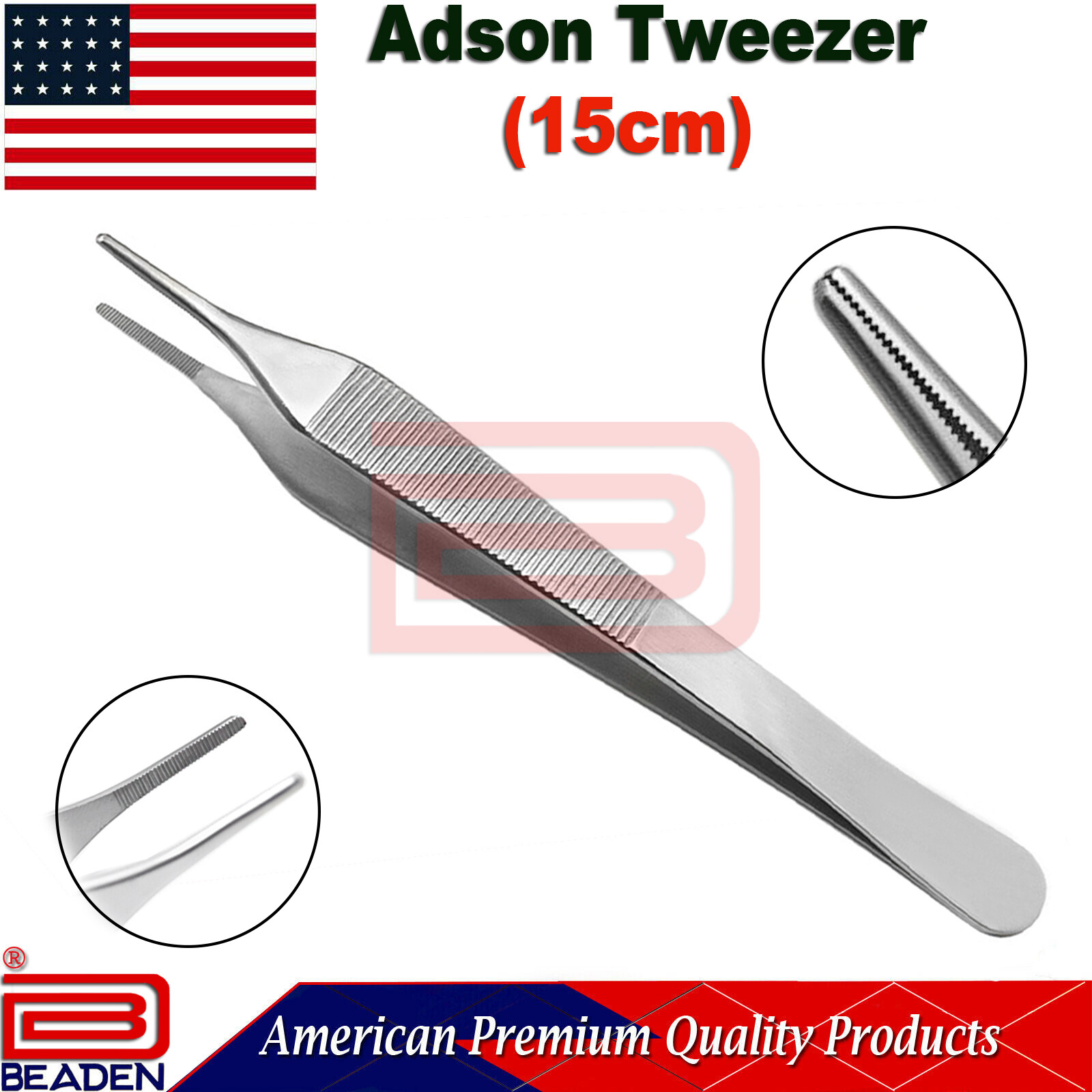 Dental Adson Tissue Tweezer 15cm Thumb Dressing Forceps Cotton Plier New Beaden®