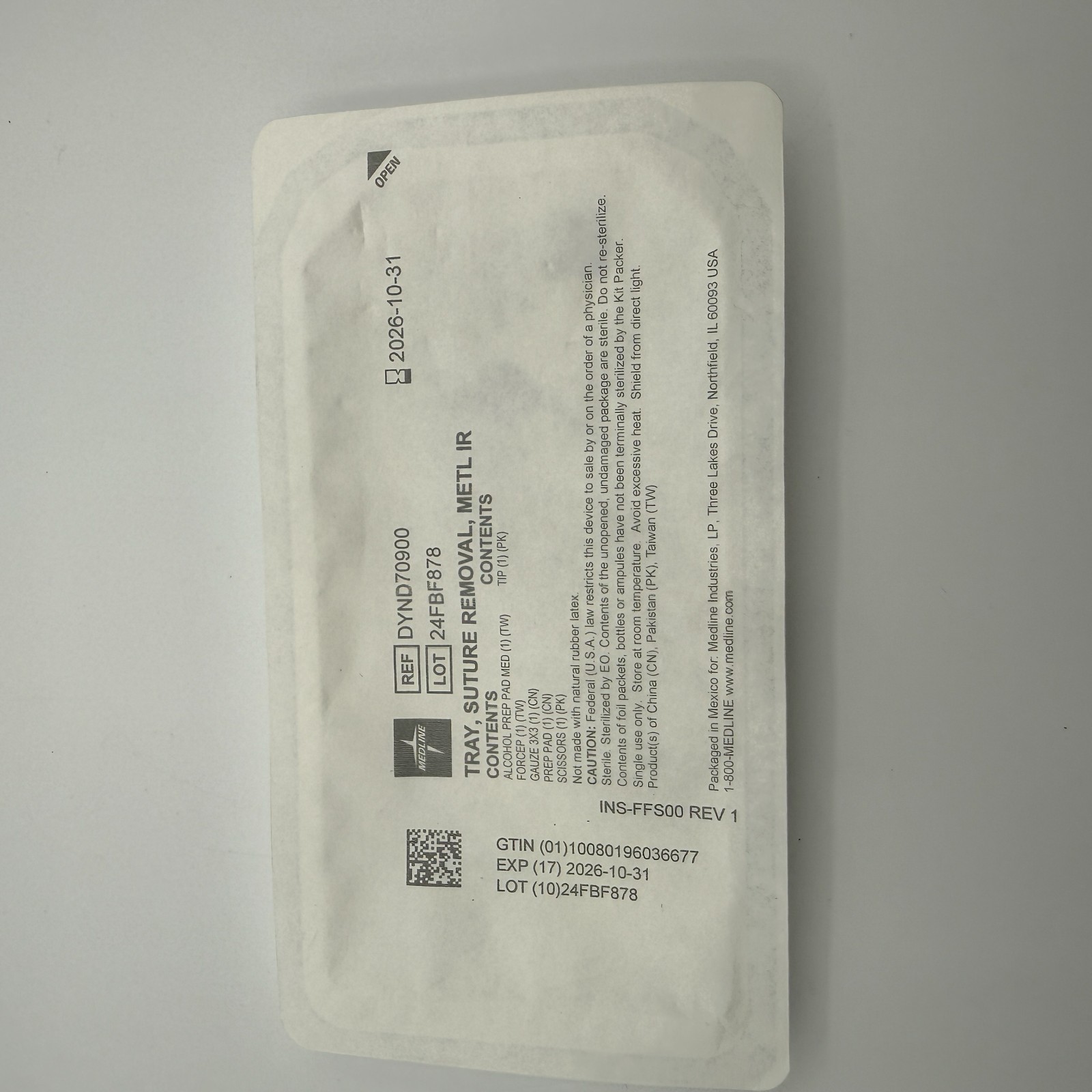 Skin Suture Removal Sterile Tray 1 count Exp. 10/31/2026 New & Sealed (A10-52)