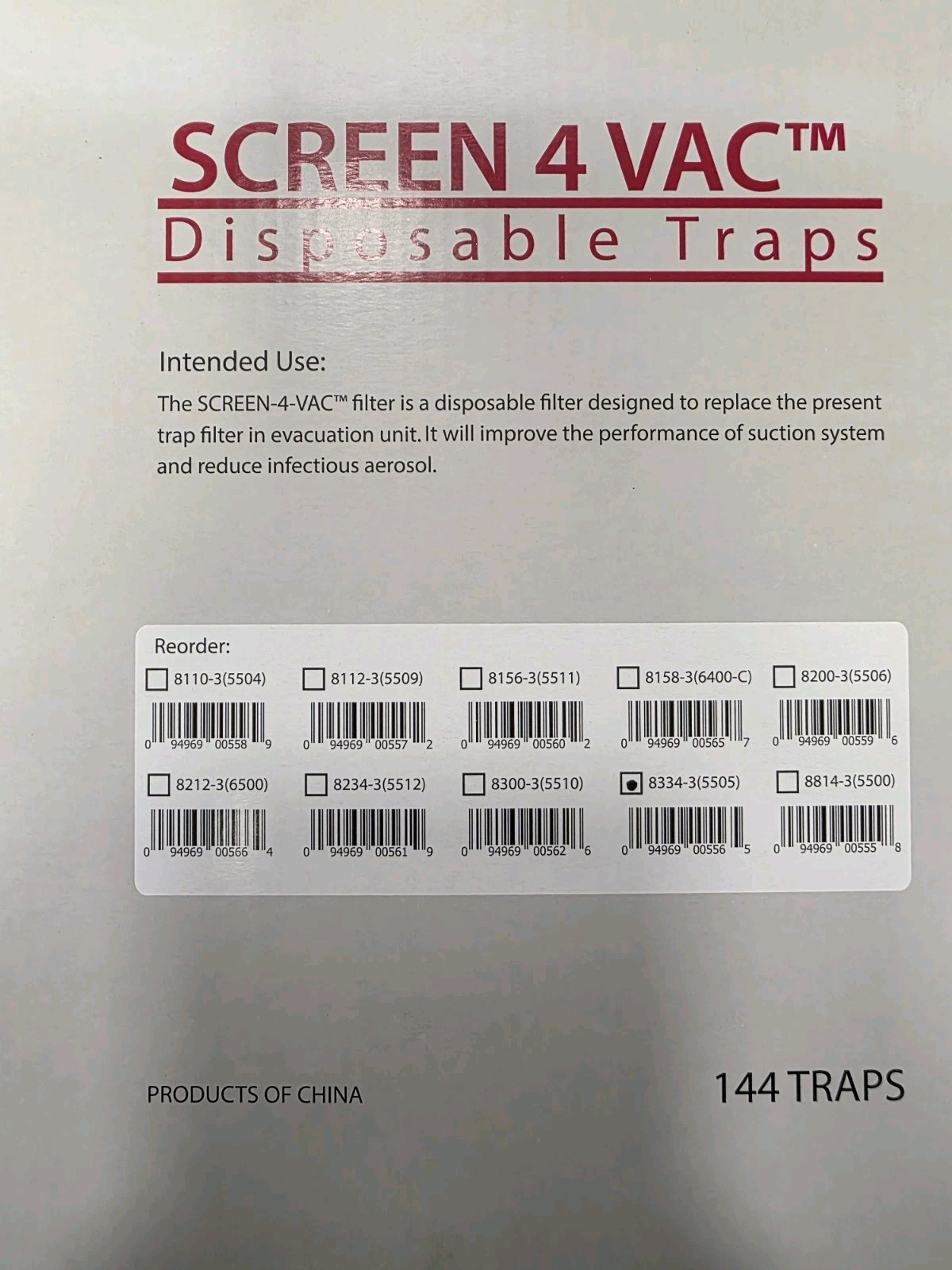 Plasdent 8334-3 Screen-4-Vac Disposable Evacuation Traps 5505 3 3/4″ Clear 144Pk