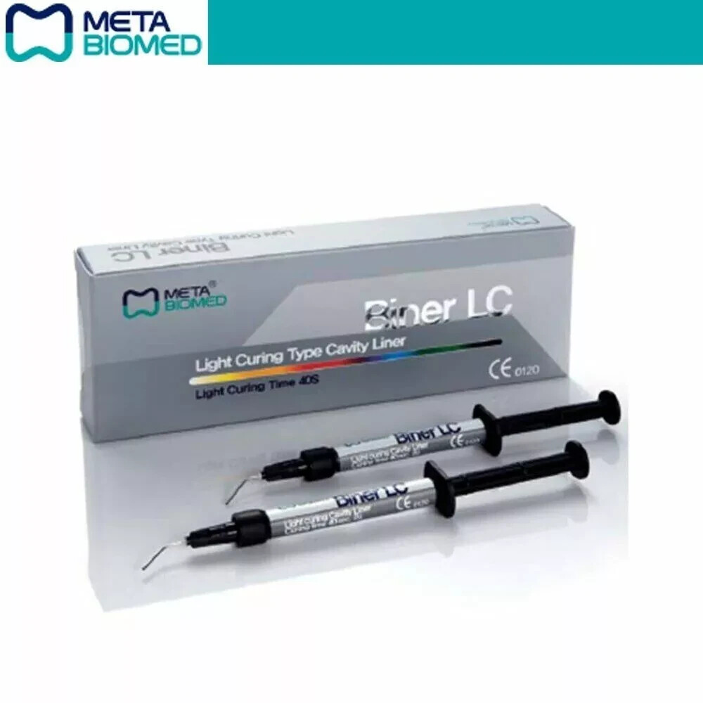 Dental BINER LC Light Curing Type Cavity Liner 2 x 2gm Syringe Pack by META