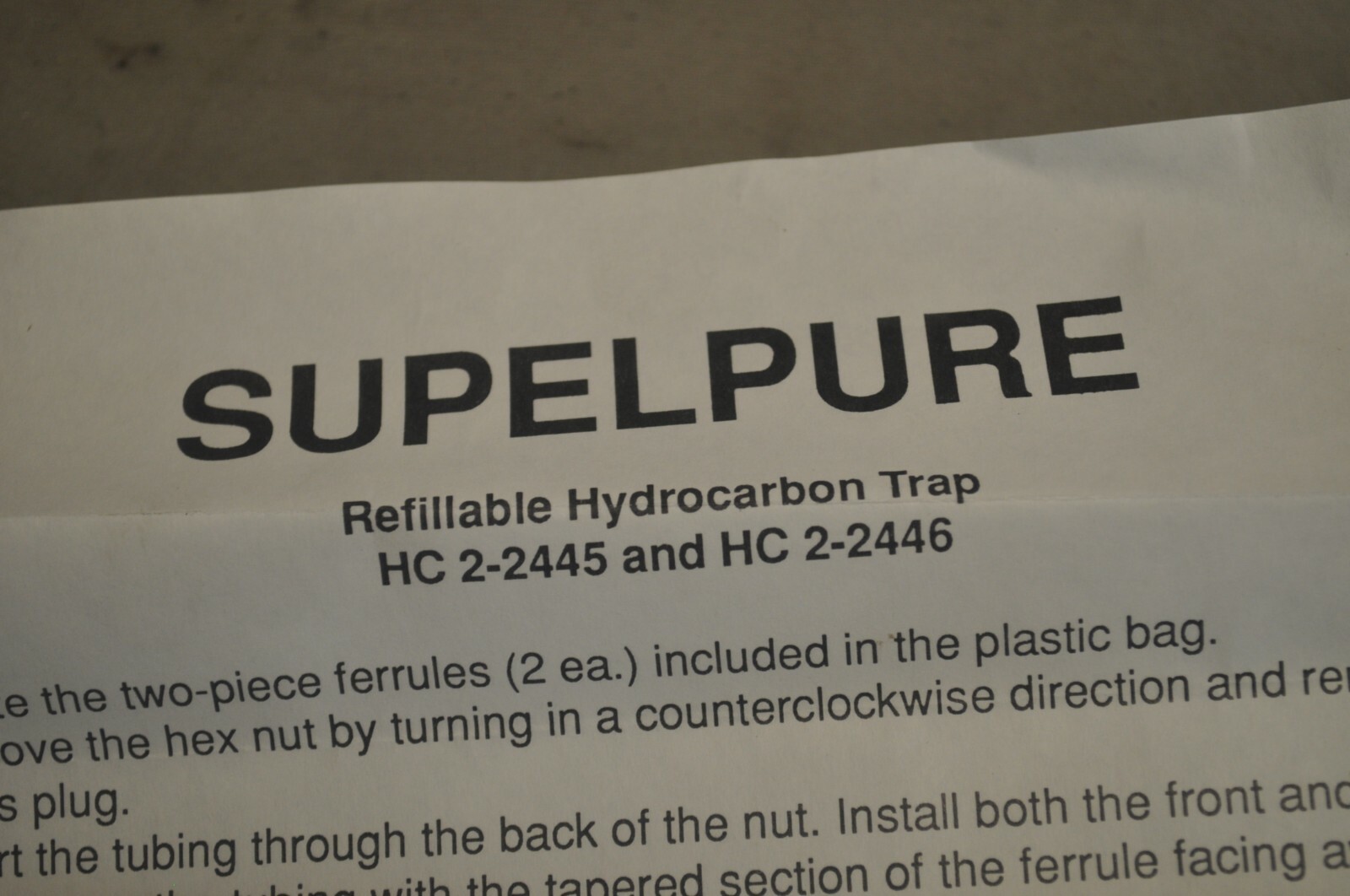 Supelco HC 2-2445 Supelpure HC ⅛” Contains charcoal FREE SHIPPING