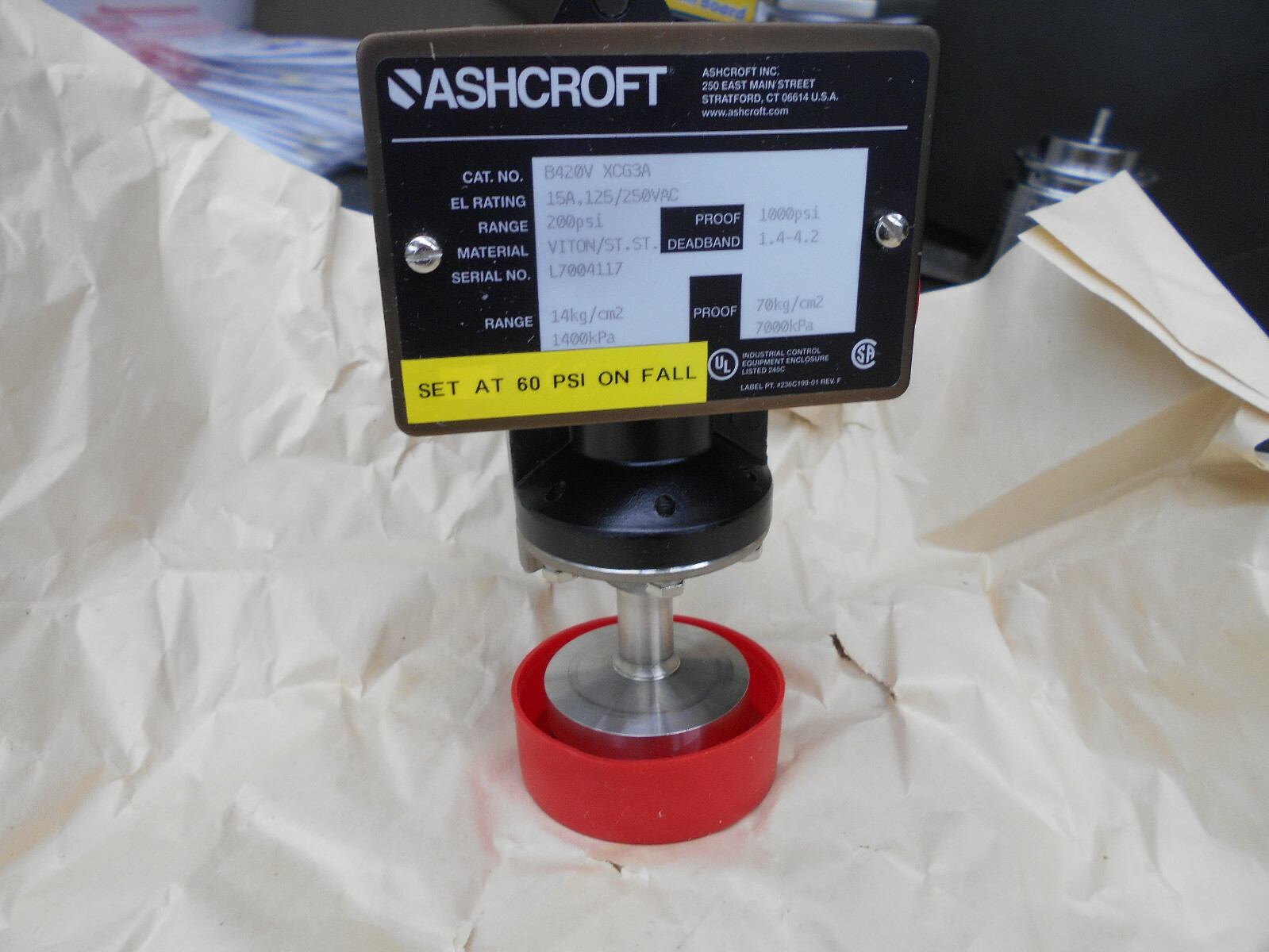 ASHCROFT B420VXCG3A 200PSI 250VAC 2 1/2″ TRI CLAMP DIAPHRAGM SEAL