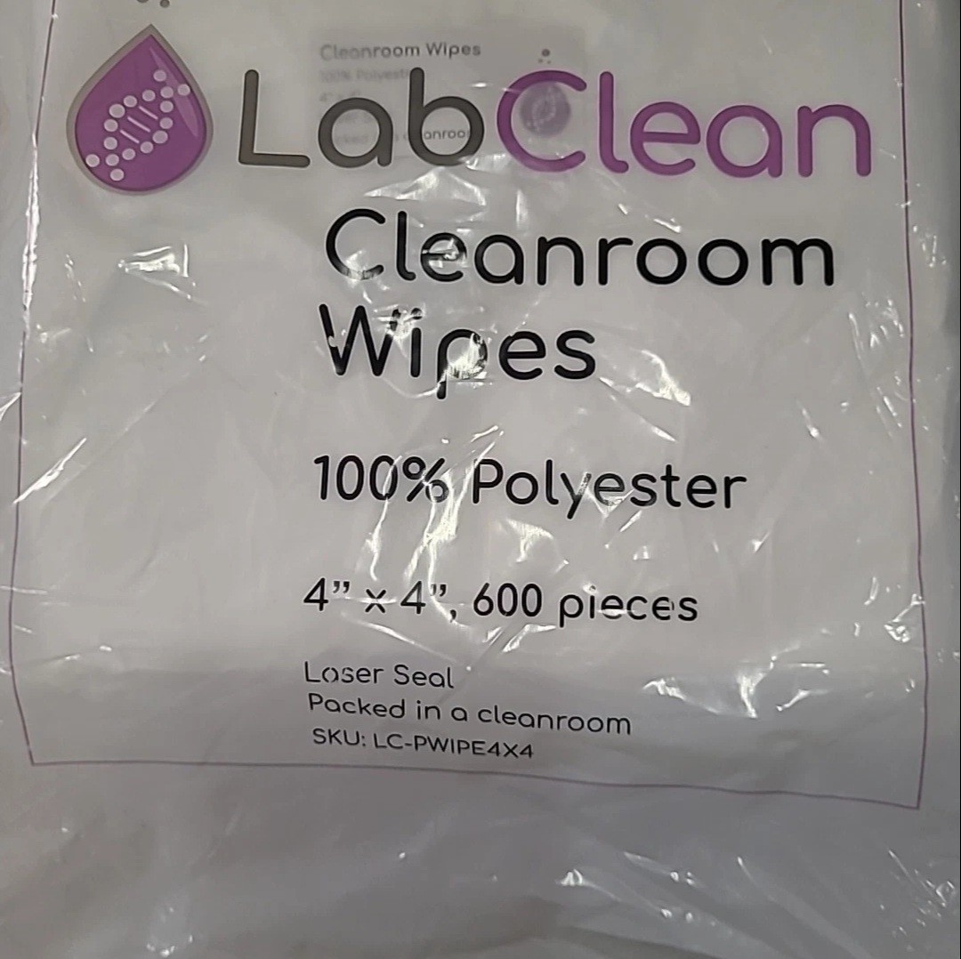LabClean LC‑PWIPE4X4 Cleanroom Wipes – 4″×4″, 100% Polyester, Laser Sealed –…