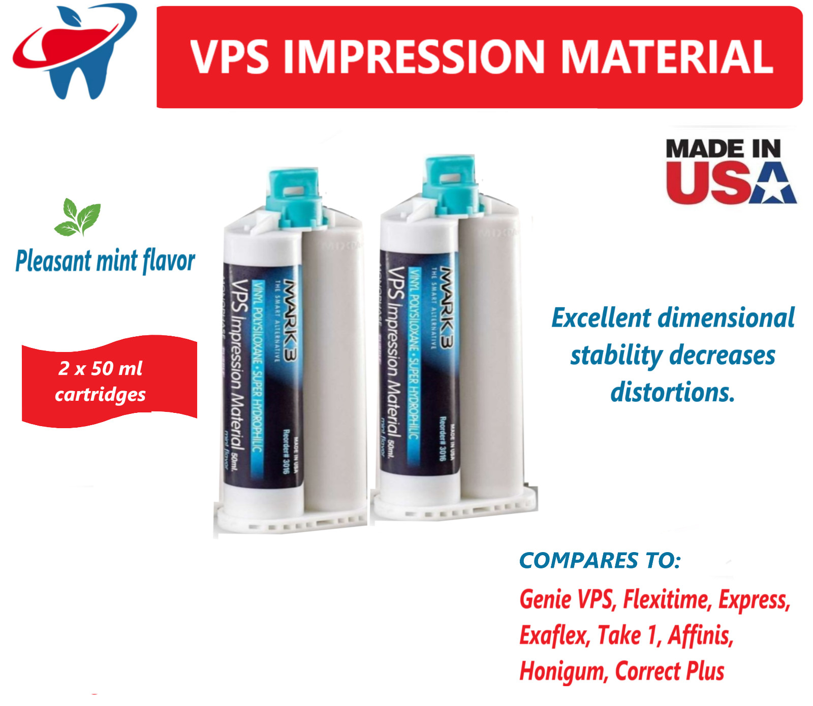 Dental VPS Impression Material Light/Heavy Body – Fast/Regular Set Alginate PVS
