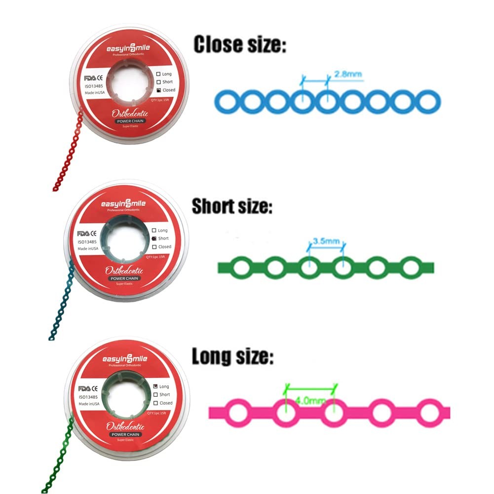 SNAWOP Dental Orthodontic Power Chain Multicolor Spool Elastic Closed, Black
