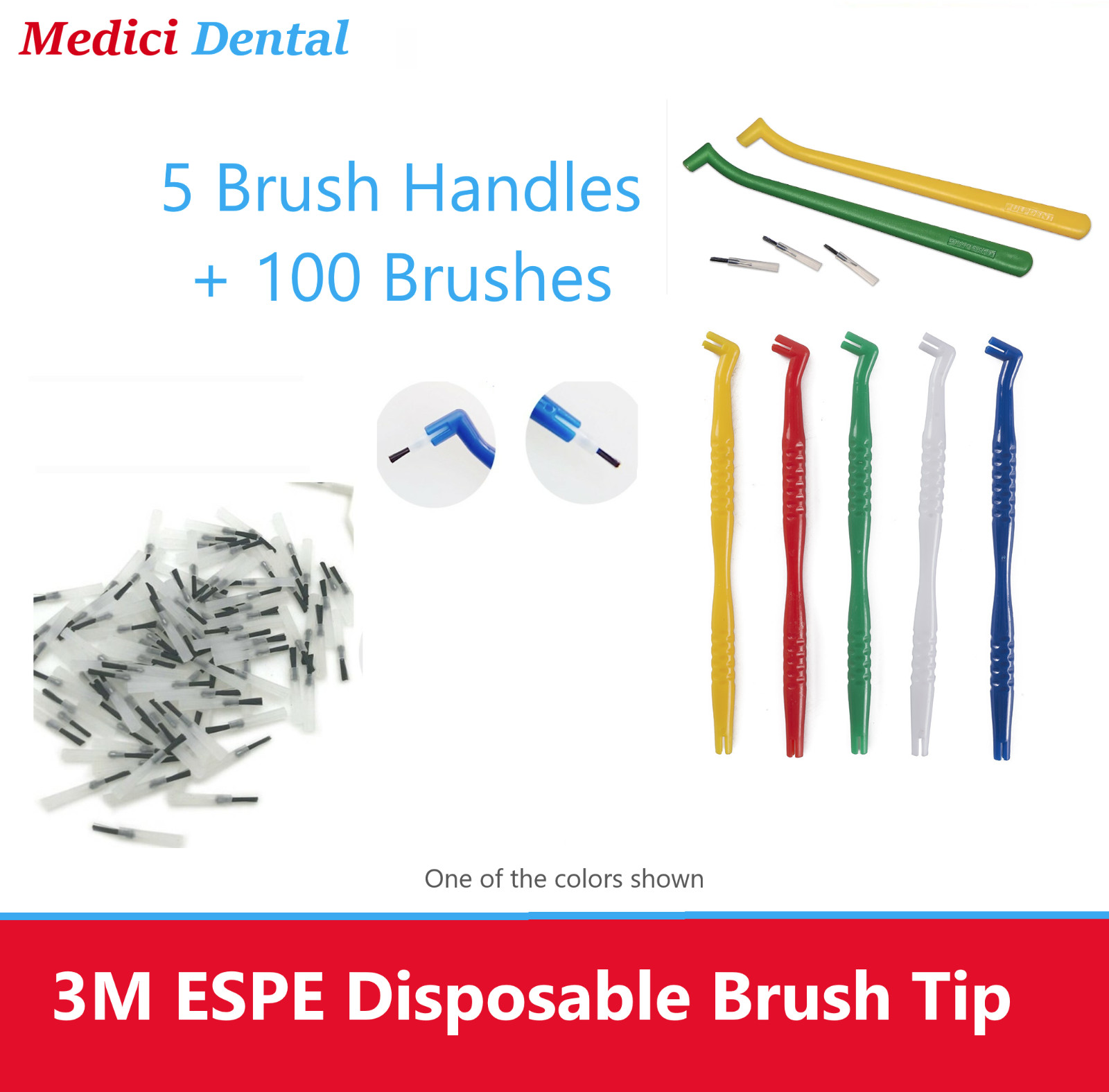Dental Disposable Brush Applicators 100 Pieces & with Handle, Bendable Brushes