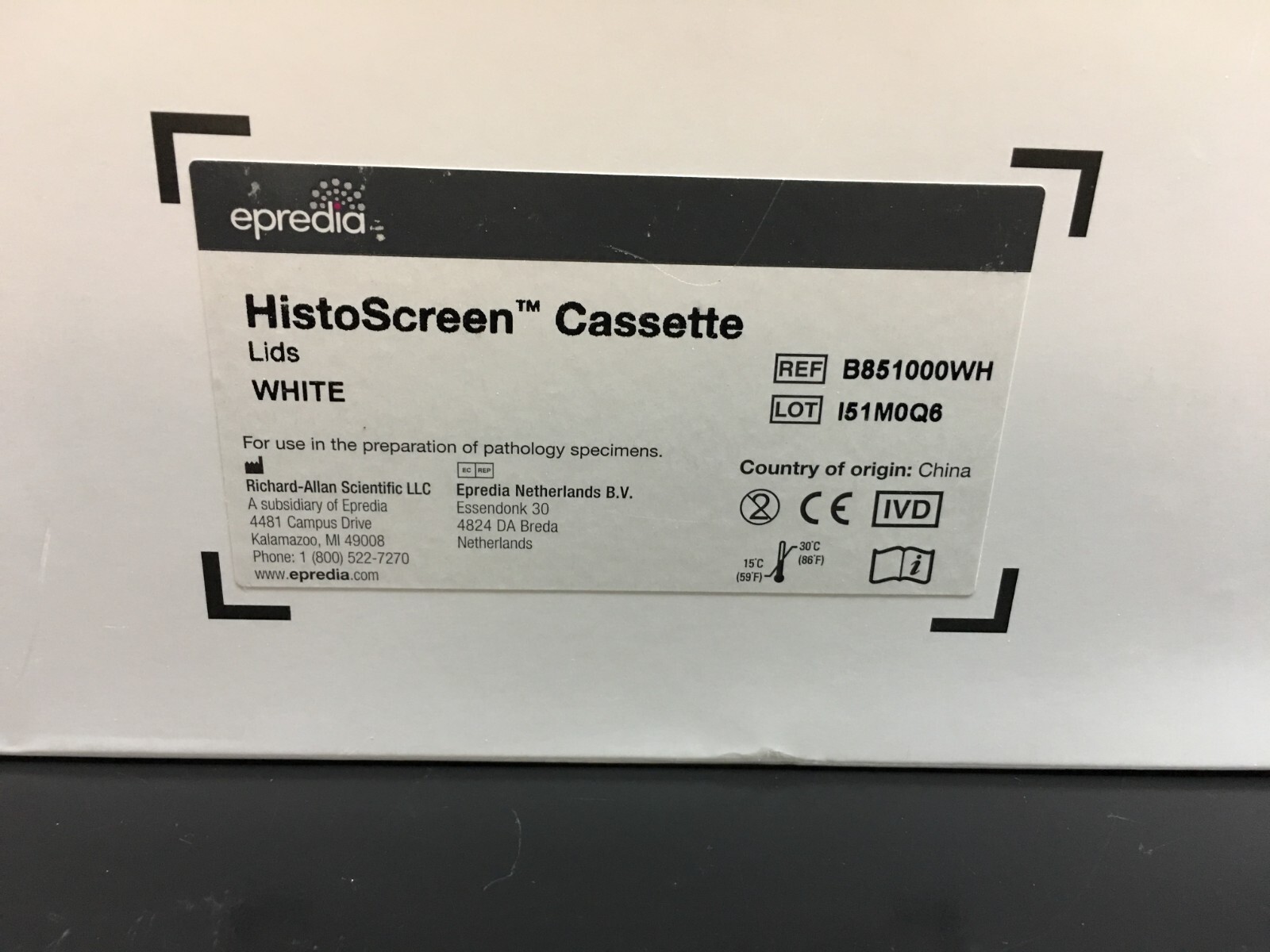 Epredia REF B851000WH HistoScreen Cassette White