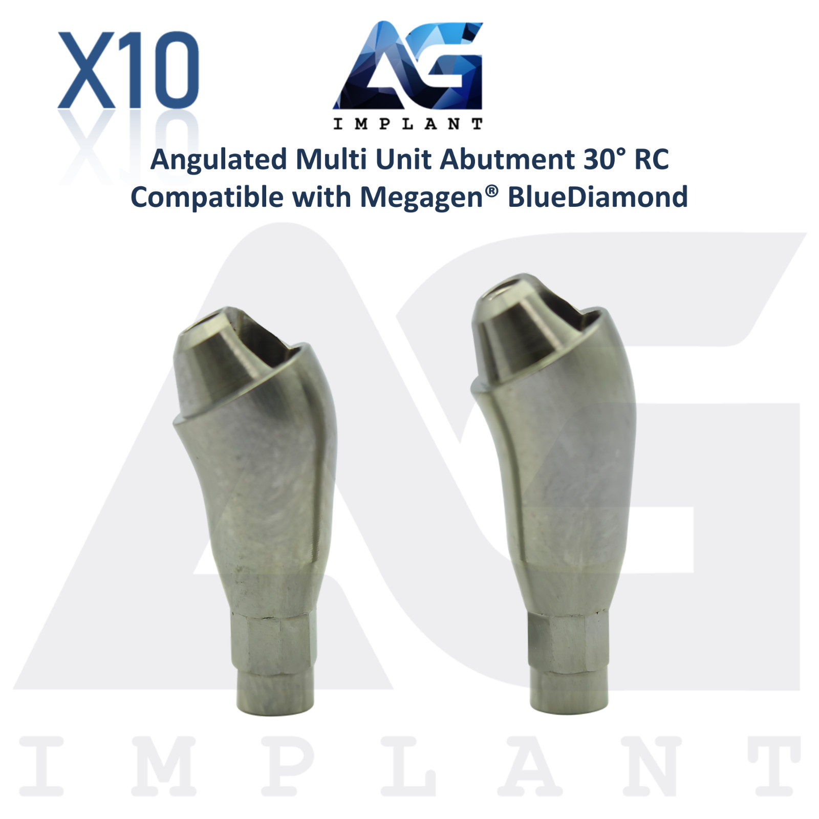 10 Angled 30° Multi Unit Prosthetic RC Int Hex Megagen® BlueDiamond Compatible