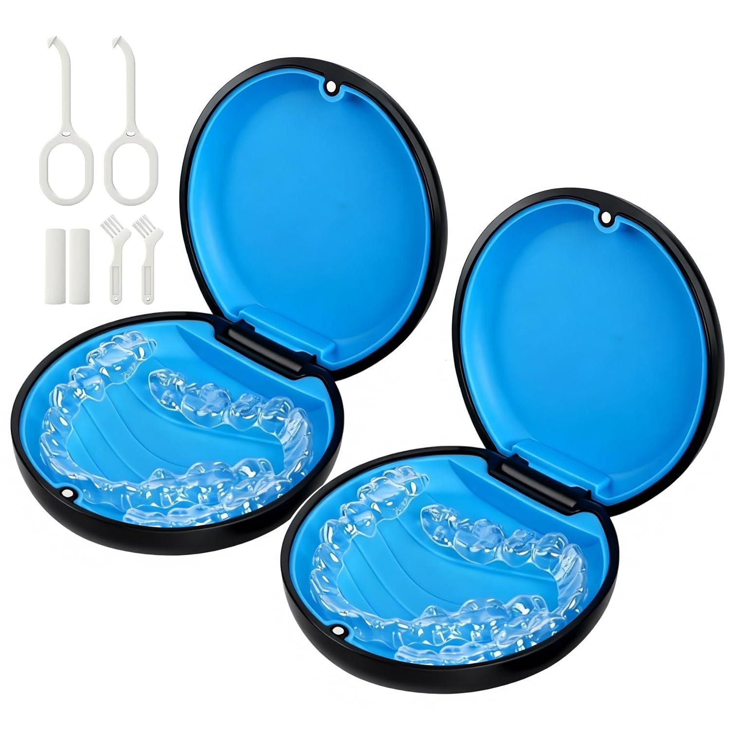 2 Pack Retainer Case, Compatible with Invisalign, Orthodontic 2Pack-Black
