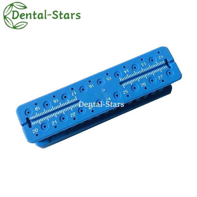 Autoclavable Dental Endodontic File Holder Measuring Block with Ruler blue/white