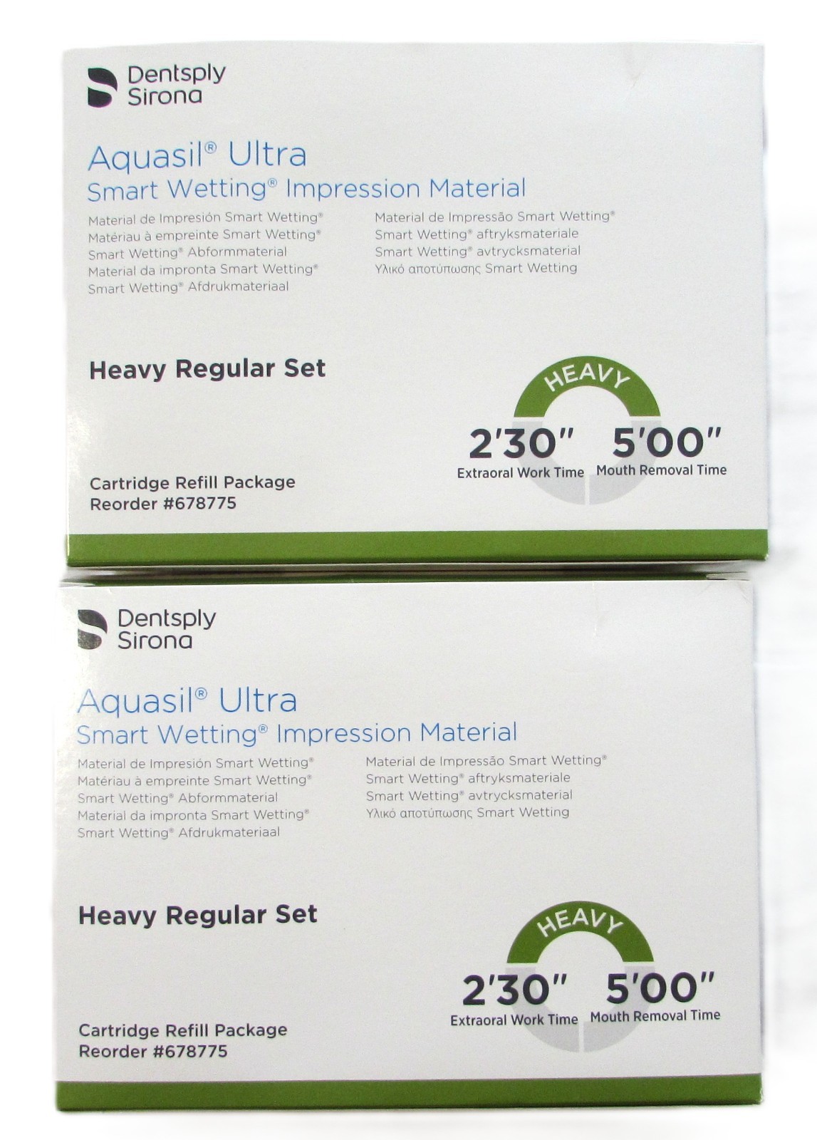 Set of 2 Dentsply Aquasil Ultra Impr Material 8 x 50ml HEAVY BODY Reg Set 678775