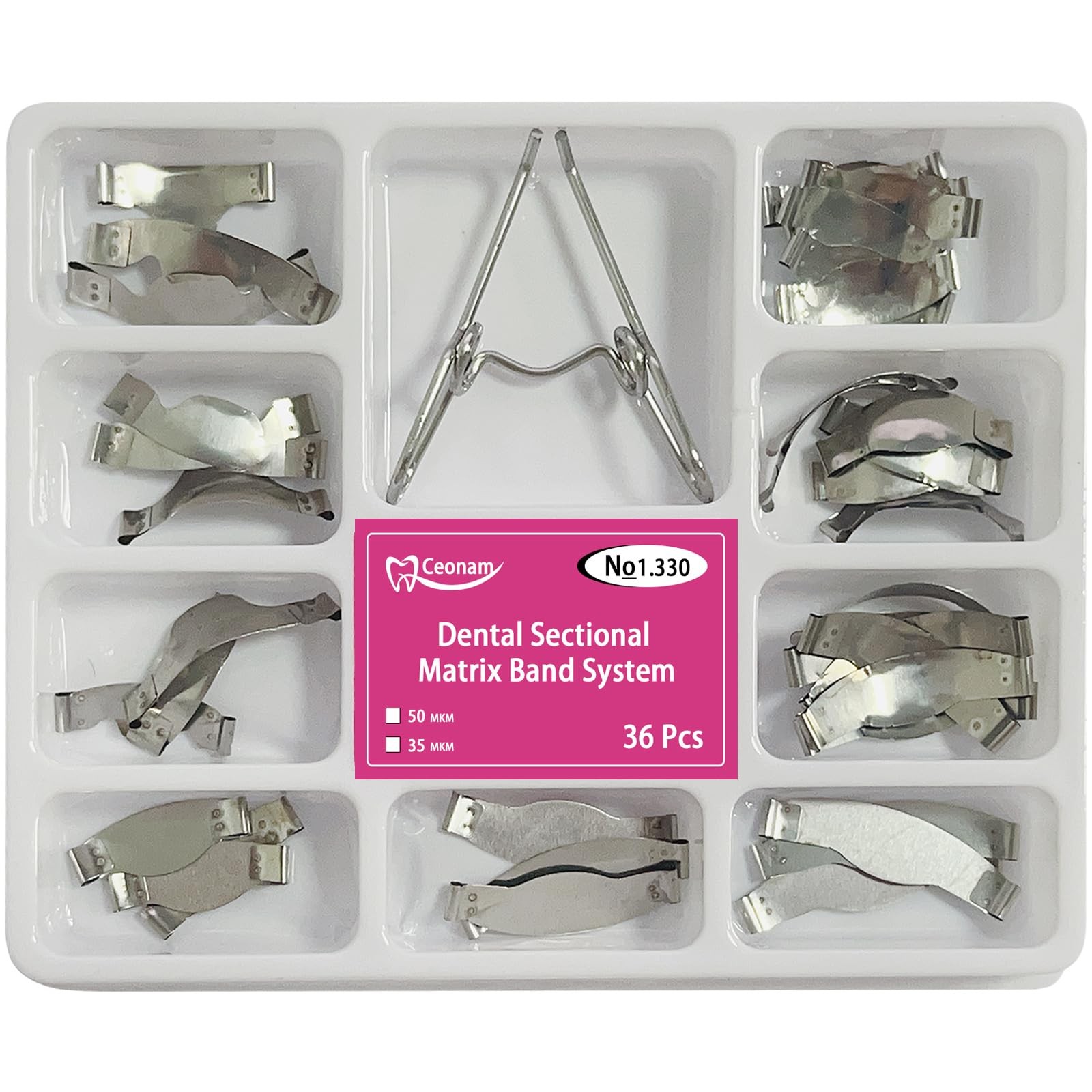 36 Pieces Dental Sectional Matrix Band System with Spring Clip for Dental Res…