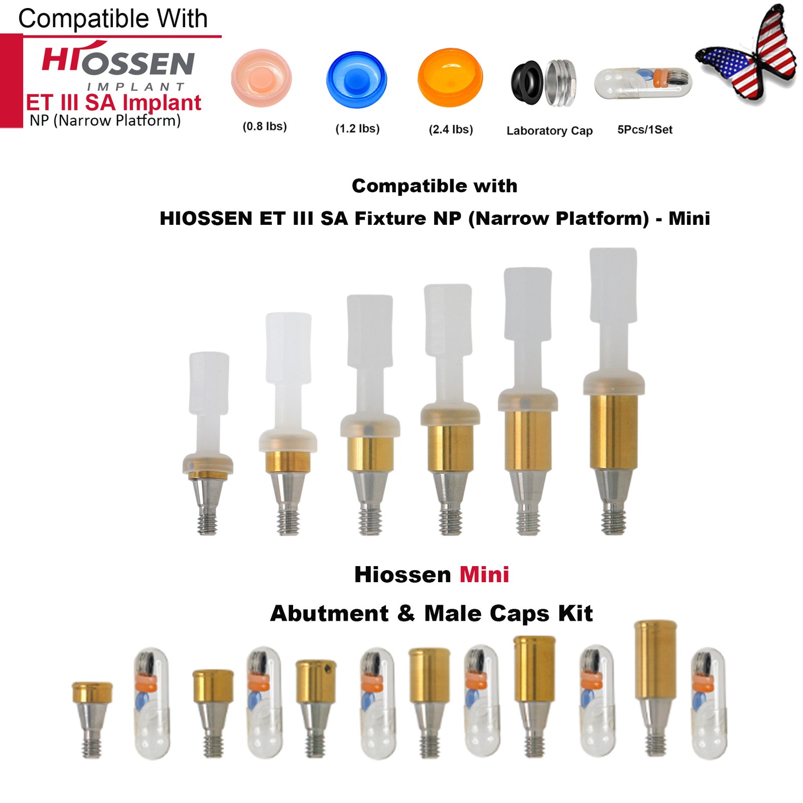 US Ship Locator Abutment Male Caps Inserts Compatible Hiossen Nobel Zimmer TSV