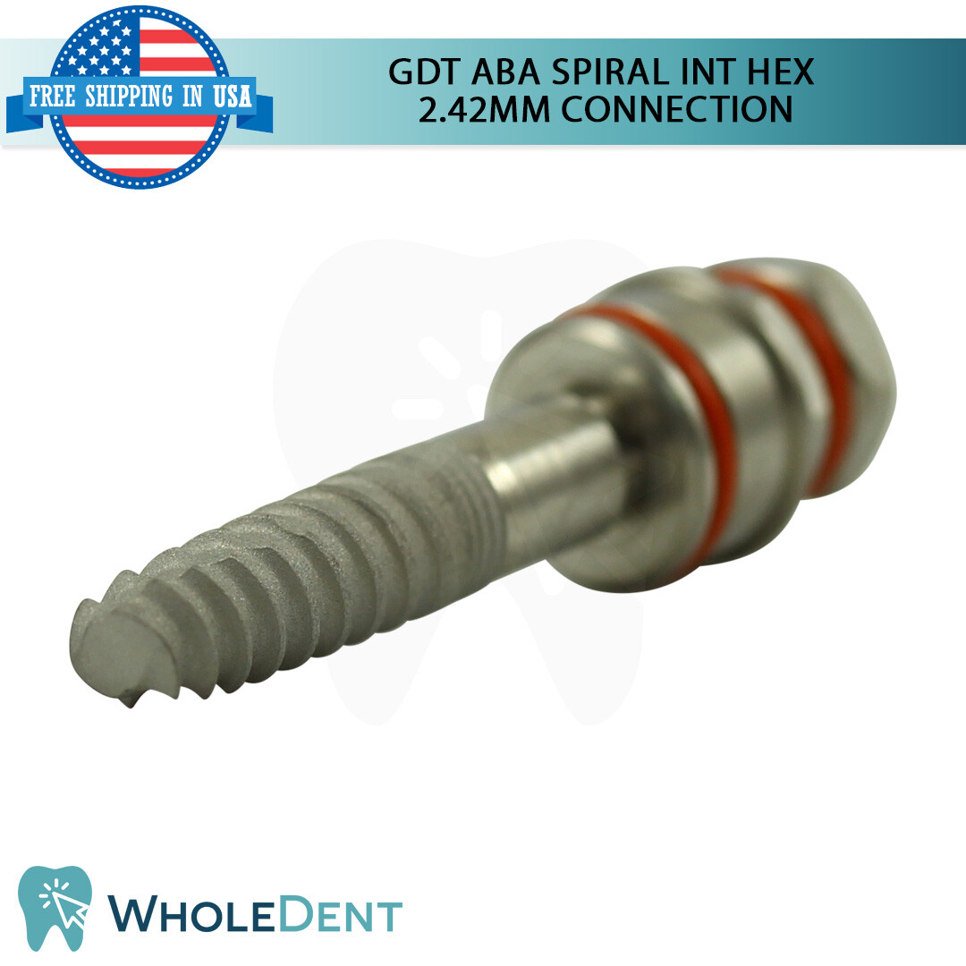 1X GDT ABA Dental Spiral Int Hex 2.42mm Connection Titanium Sterile SLA