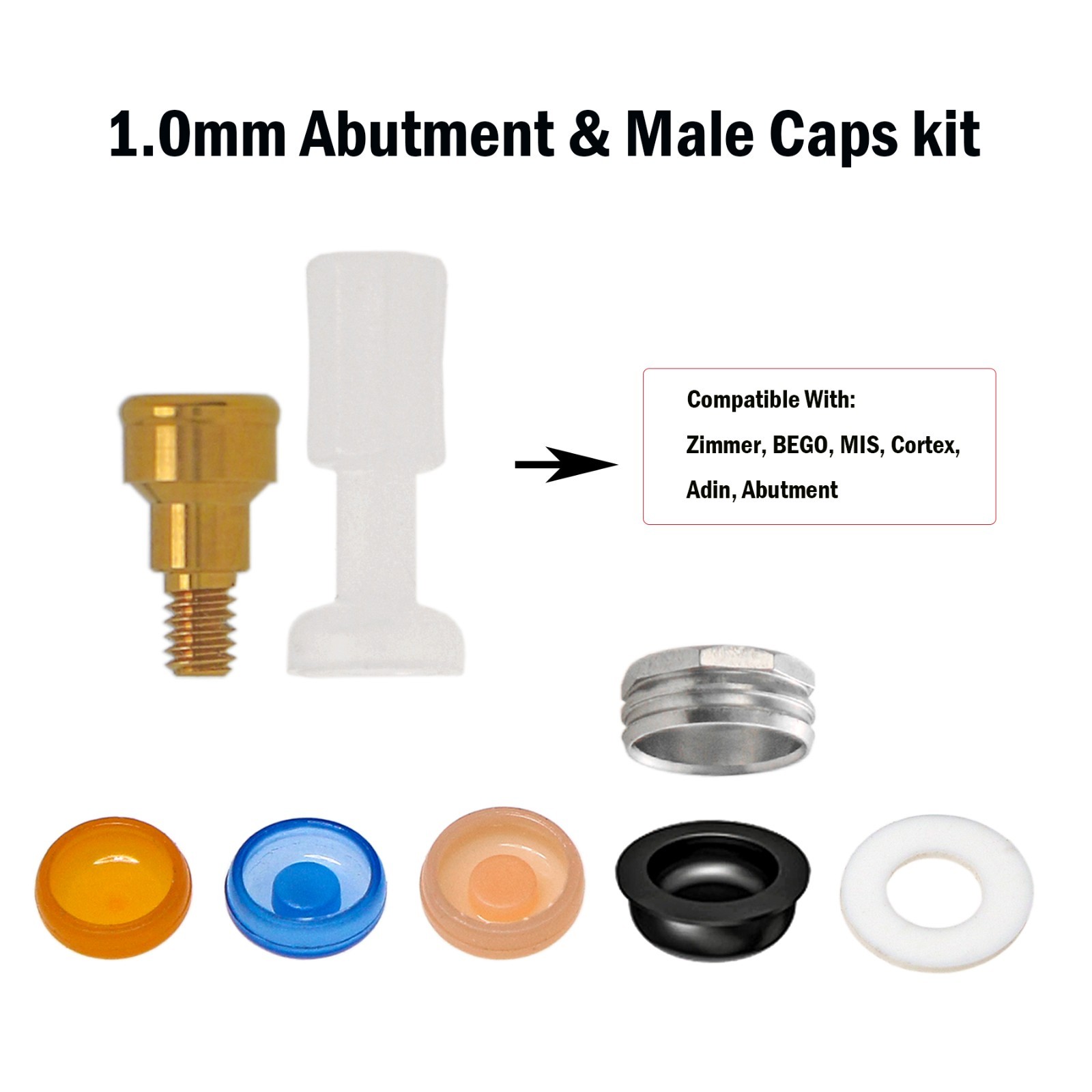 US Zimmer TSV 3.5 Tapered Screw-Vent 1mm GH Implant Overdenture Locator Abutment
