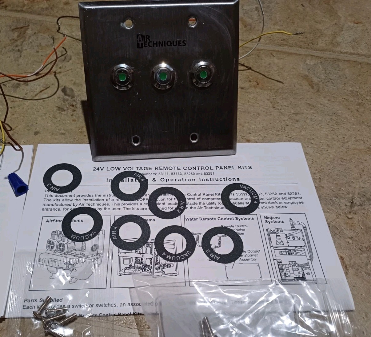 Air Techniques Remote Wall Control Panel 3 Buttons Wall Mount Remote Switch