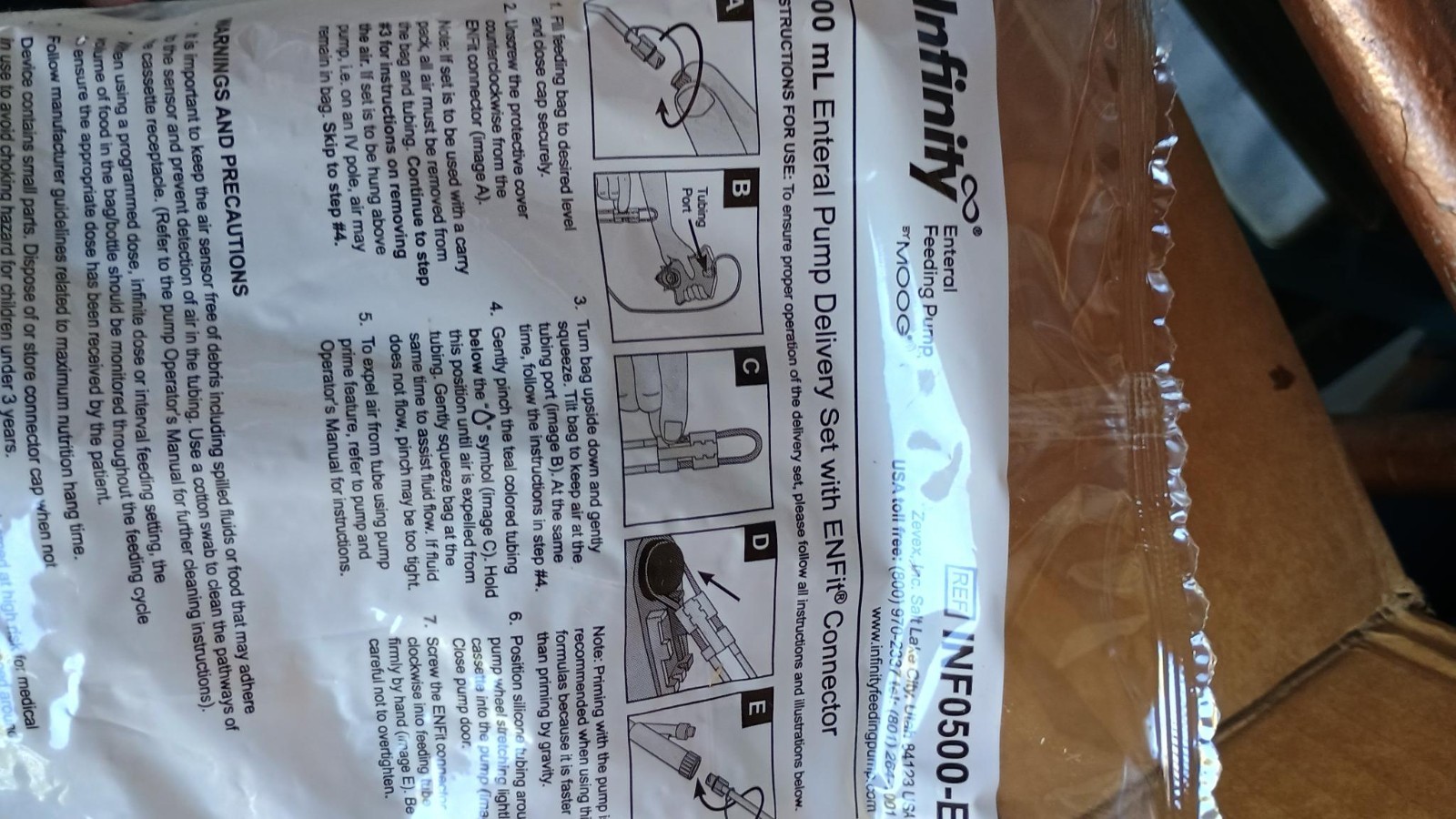 1 Moog Infinity 500 ml Enteral ENfit Connector Pump Delivery Set INFO500-E