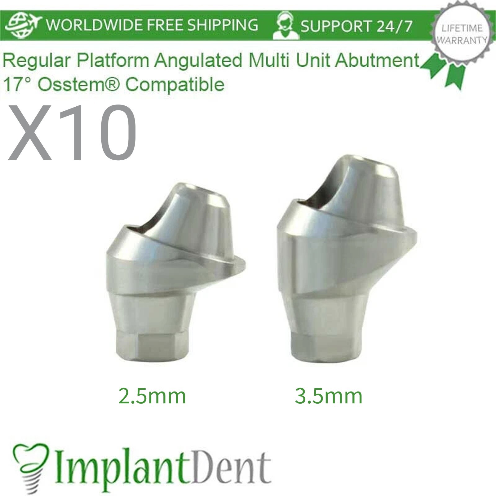 10x Dental Regular Platform Multi Angled Prosthetic 17° 0sstem Compatible