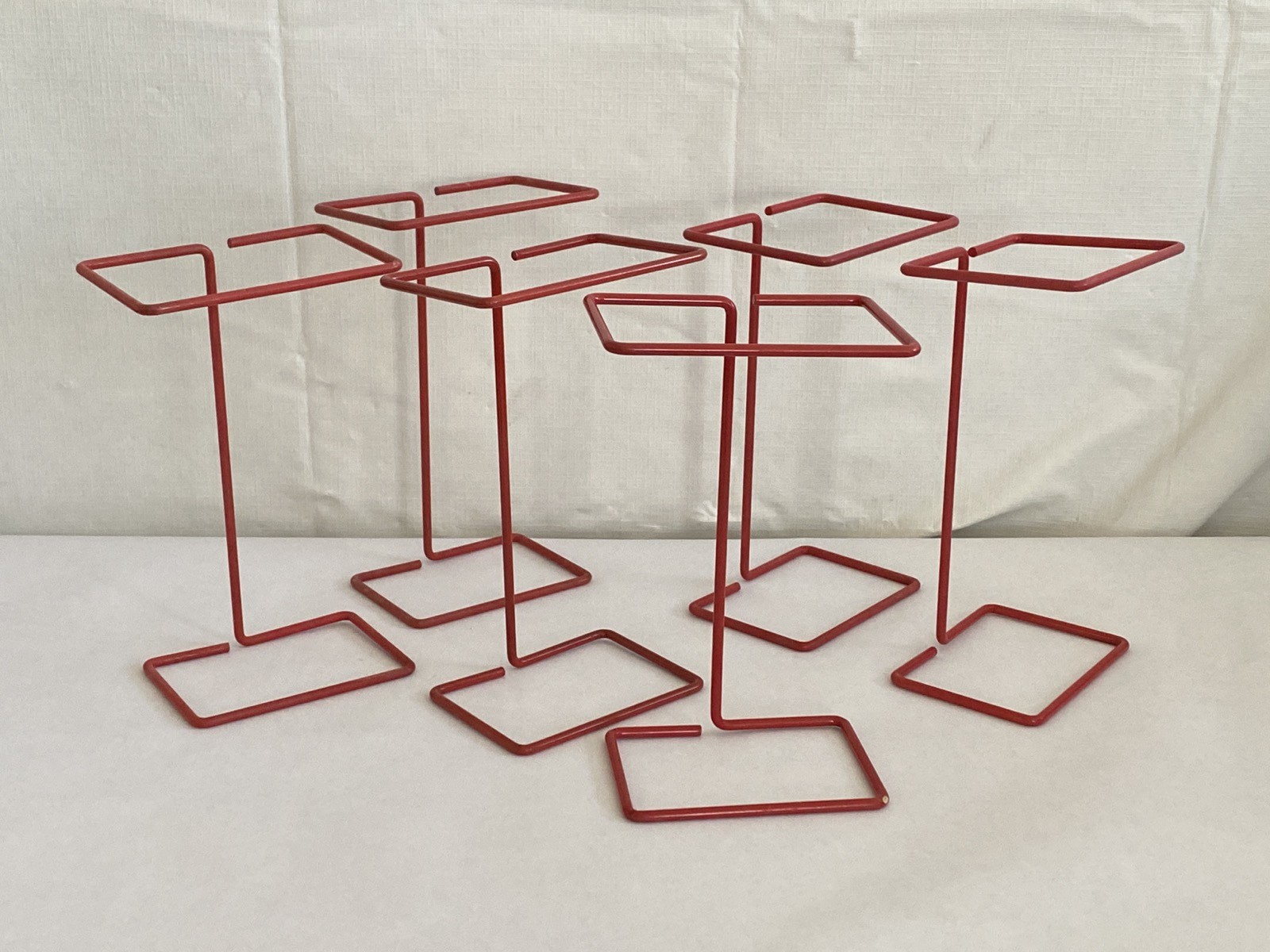 (6) Laboratory Red Poxygrid Bench-Top Biohazard Wire Frame Bag Holders