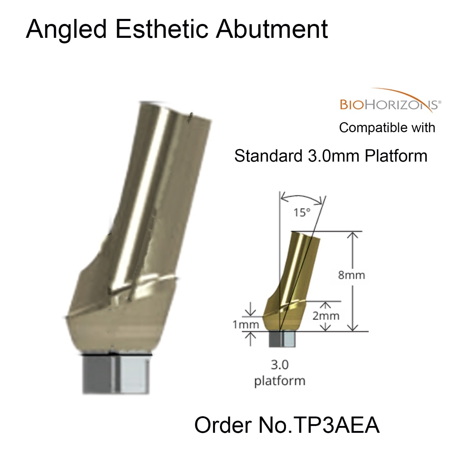 Dental Straight/Angled Esthetic Abutment Fits BioHorizons 3.0/3.5/4.5/5.7mm Plat