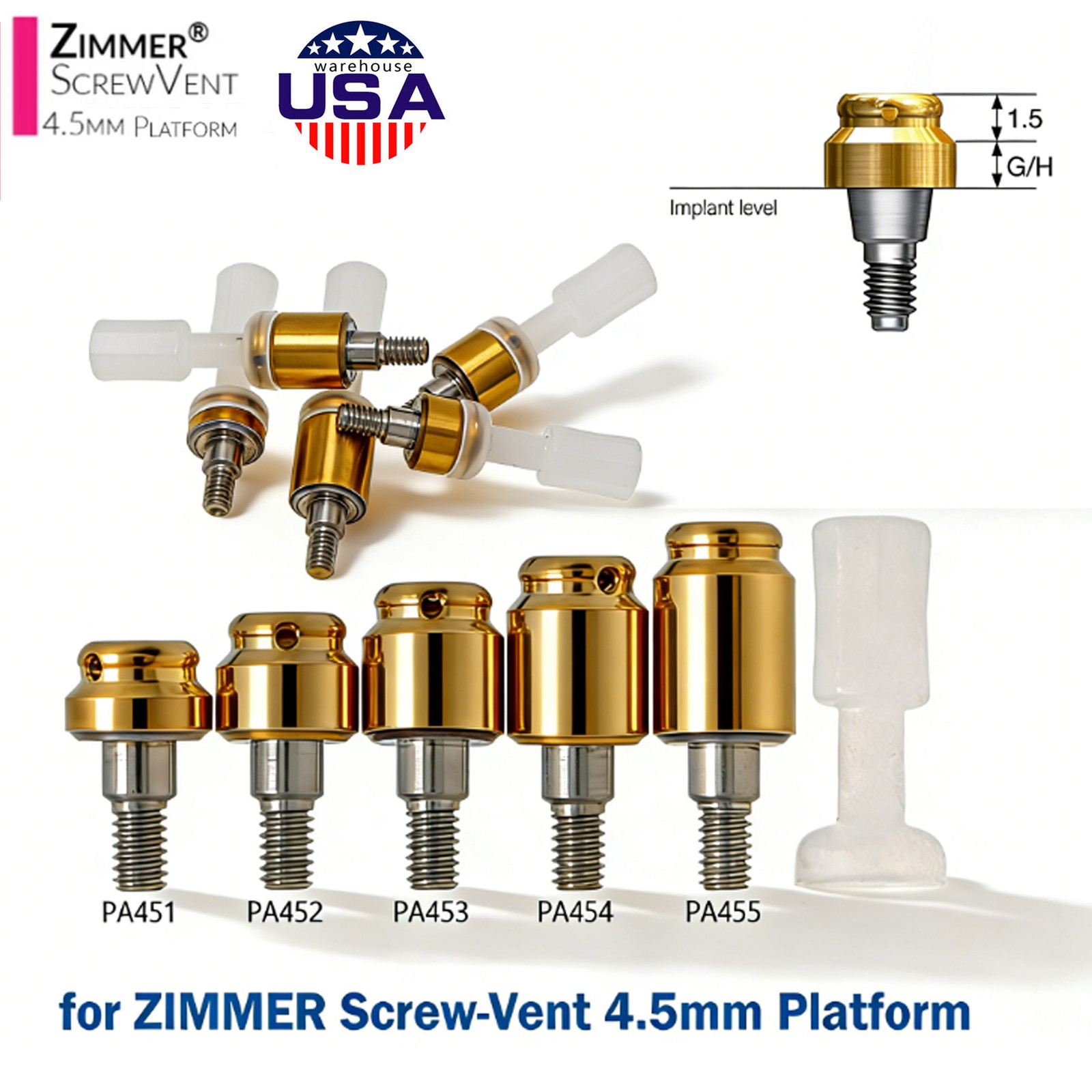 US LOCATOR Abutment Anchor for Zimmer 3.5/4.5 Platform TSV/BEGO/Cortex/Adin/MIS