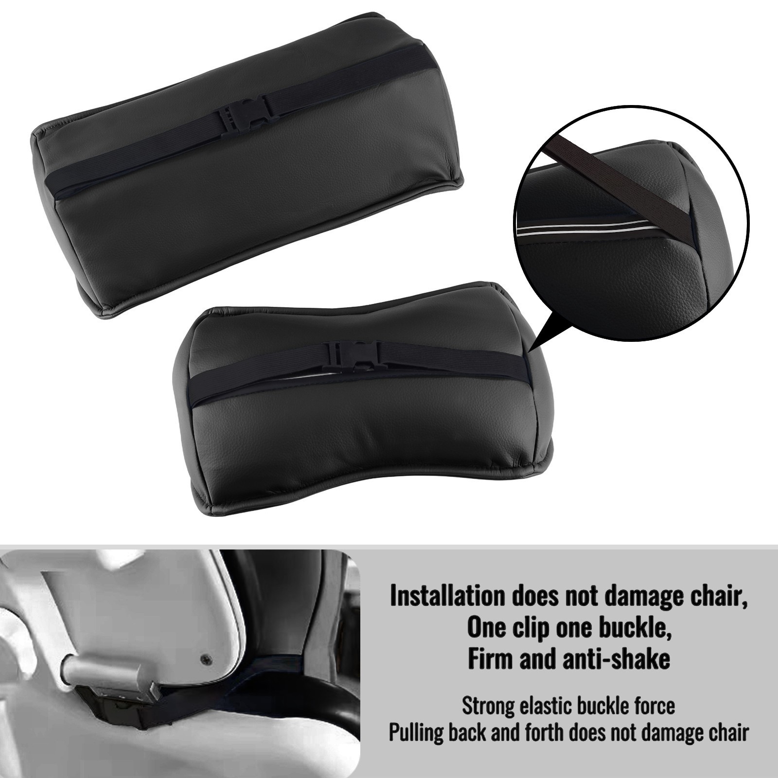 Dental Chair Neck Pillow Lumbar Cushion Set Memory Foam Microfiber Leather Black