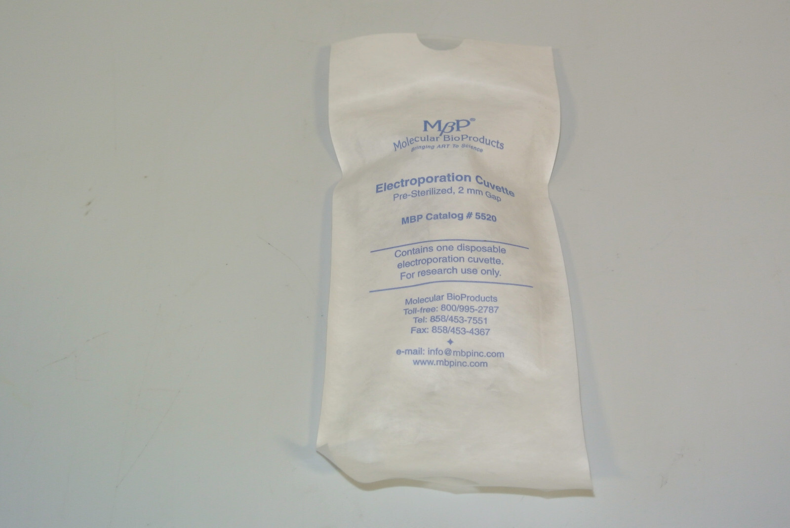 MOLECULAR BIO PRODUCTS 5520 ELECTROPORATION CUVETTES PRE STERALIZED 2MM GAP