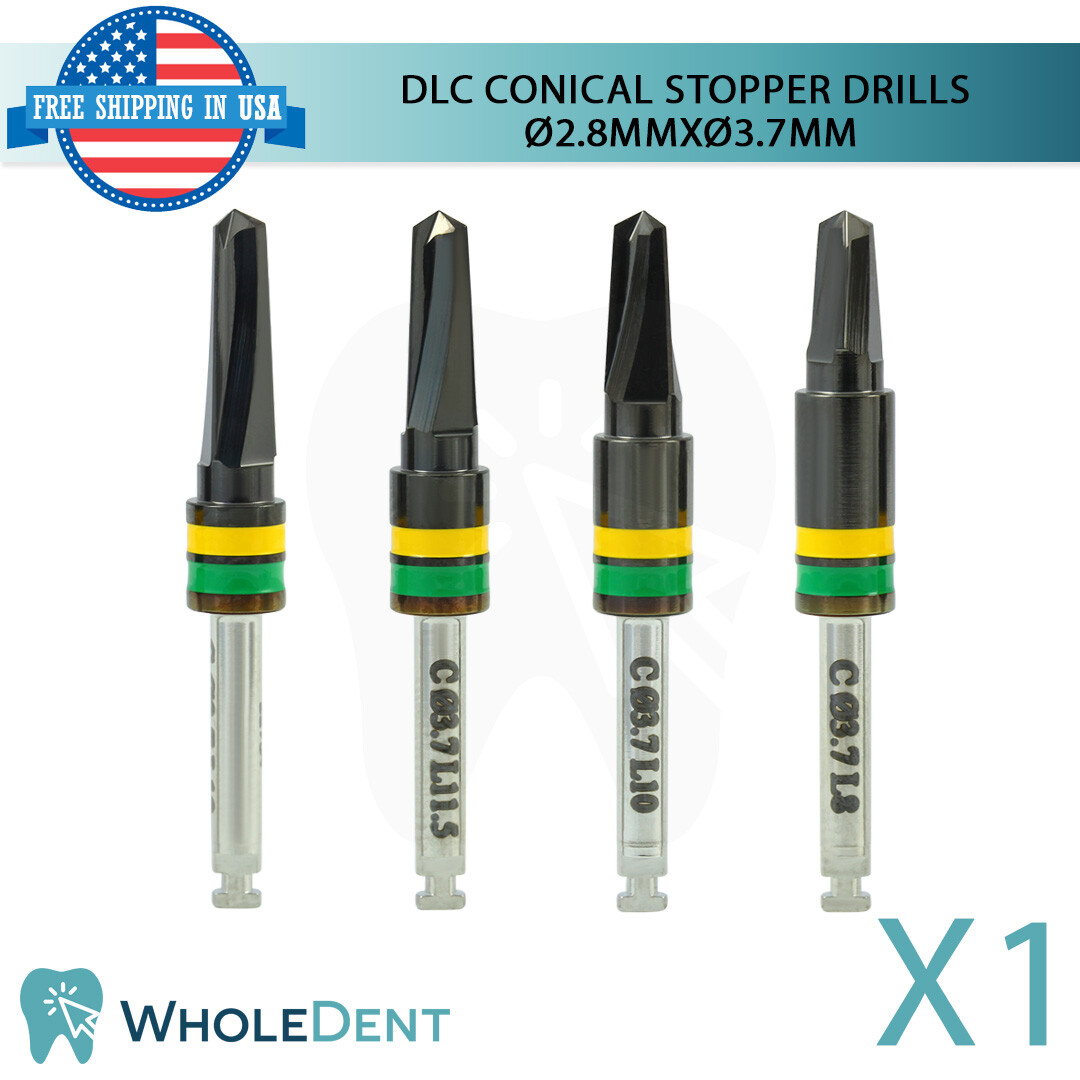 DLC Conical Integral Stopper Drill Ø2.8XØ3.7 Dental Im plant Tool Instrument