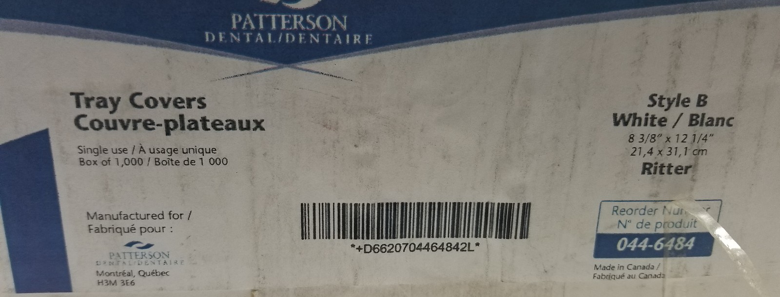 Box of 1000, Patterson Dental Tray Covers, 8 3/8″ × 12 1/4″ White SKBAWA-s031 yy