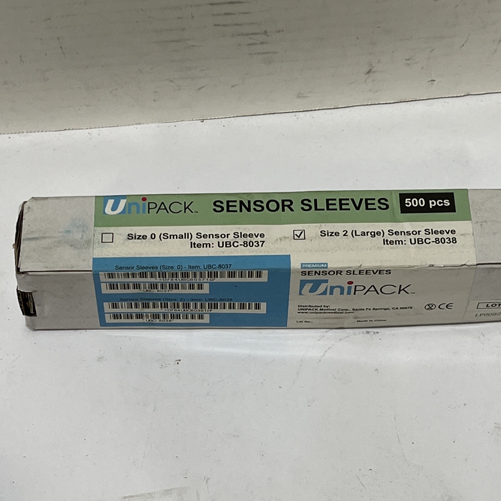 UniPack Sensor Sleeves – Size 2 (Large), 500/Box. Disposable