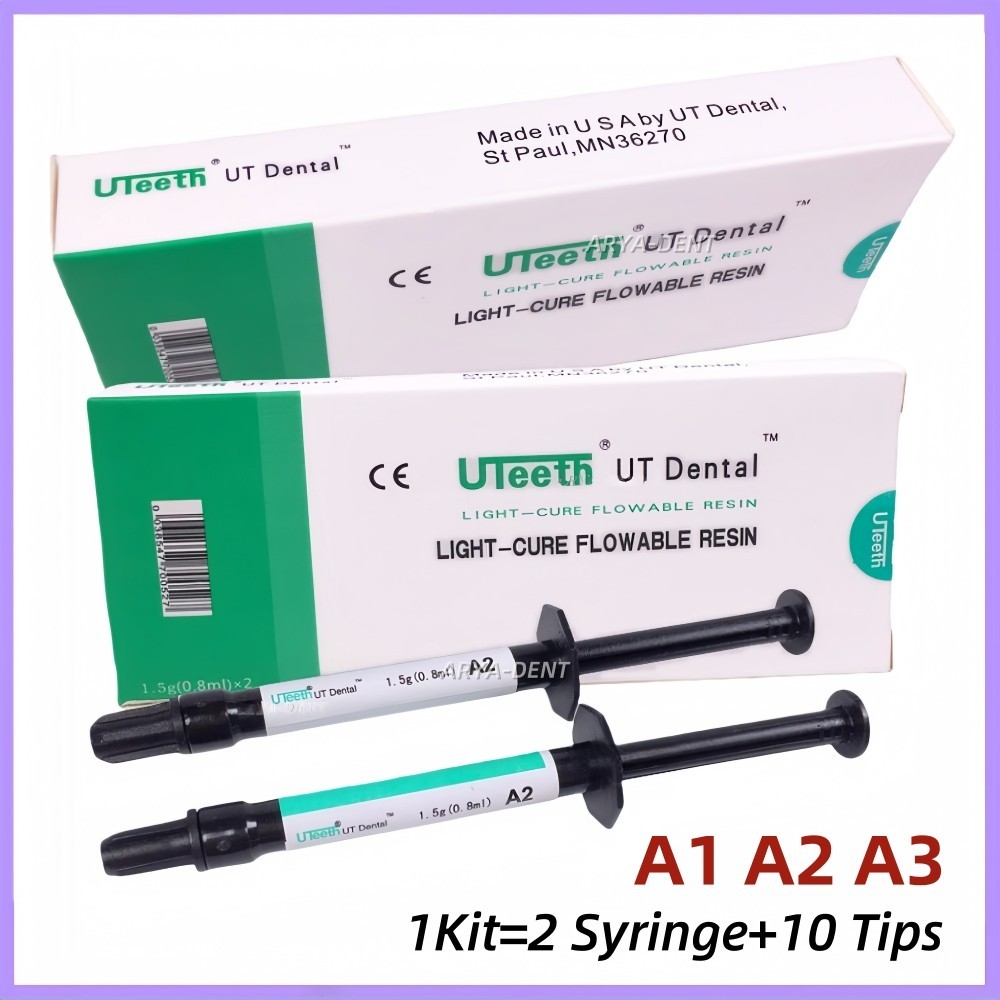A1/A2/A3 Flowable Resin UT Dental Composite Light Cure 2 Syringe+10 Tips Kit