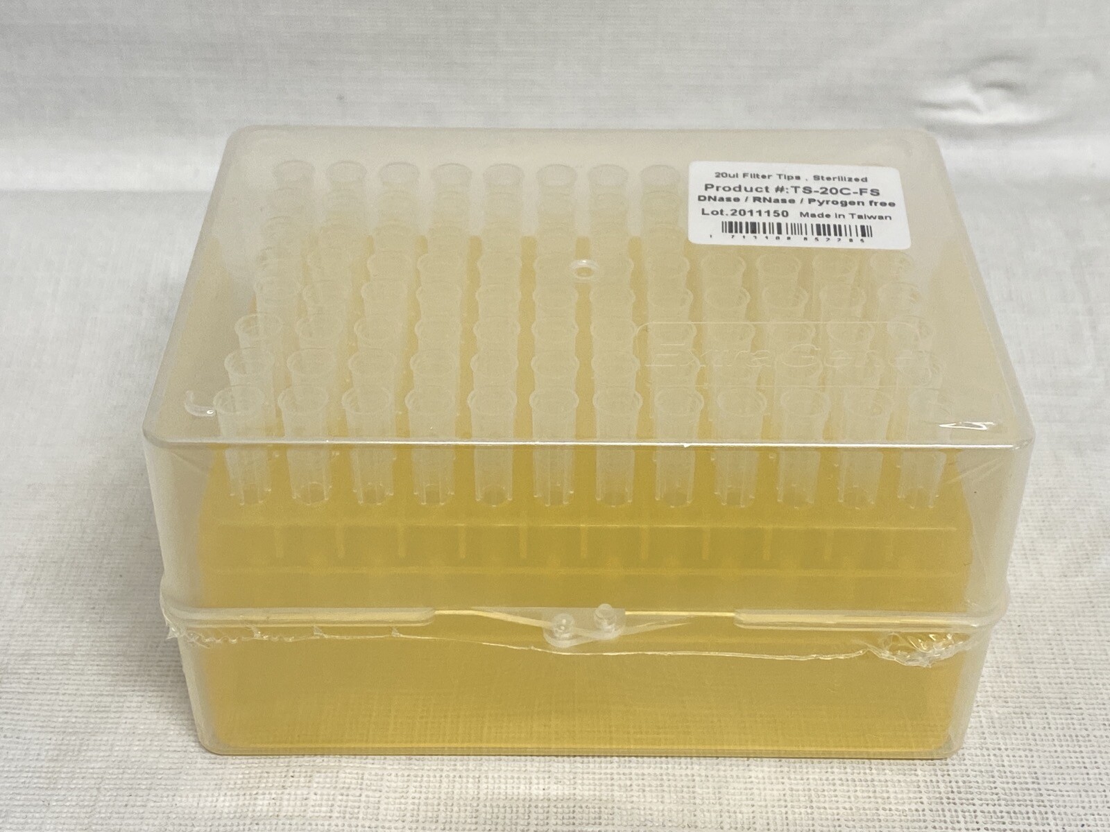 (960) EXTRAGENE 20uL Filter Pipette Tips 50mm 10x 96/Rk Yellow TS-20C-FS