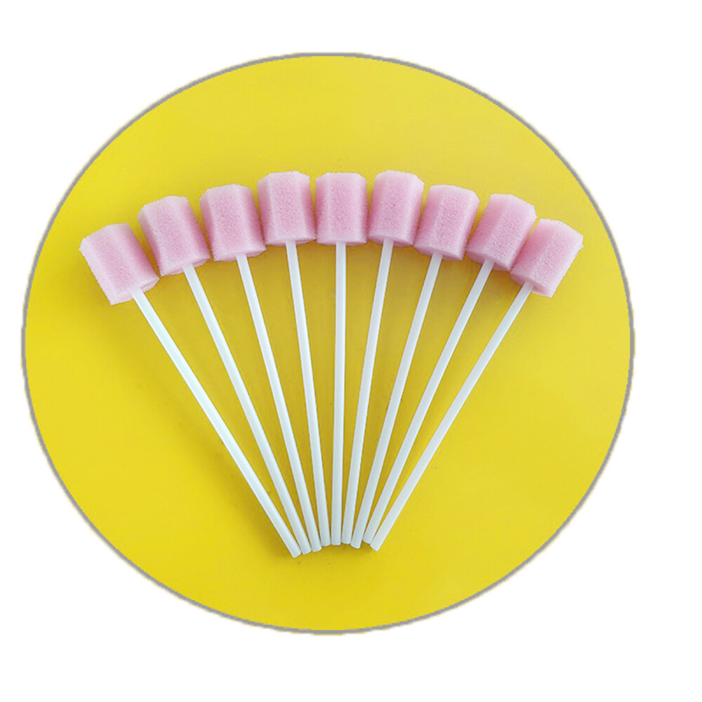 100PC Disposable Sponge Stick Disinfectant Tooth Cleaning Swabs Dental Oral Care