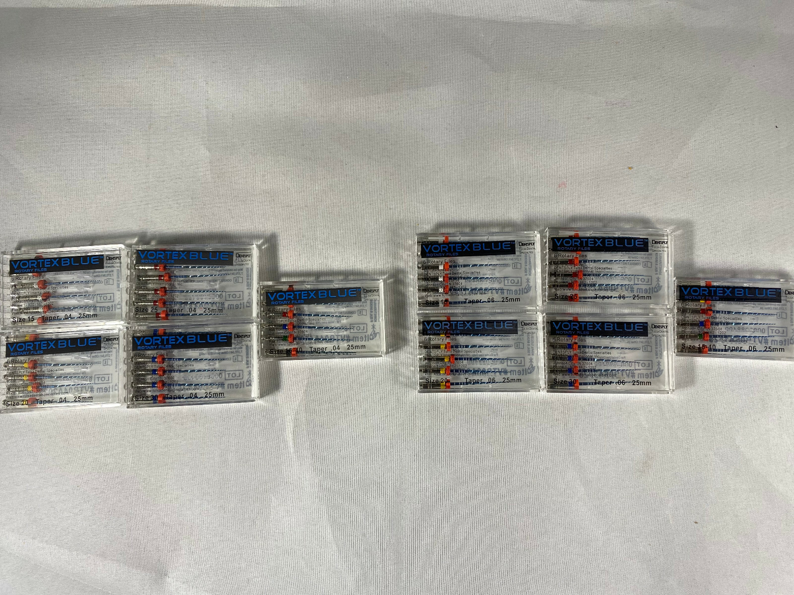 Dentsply Tulsa Dental Vortex Blue 25mm all Taper rotary files 6/pk all sizes