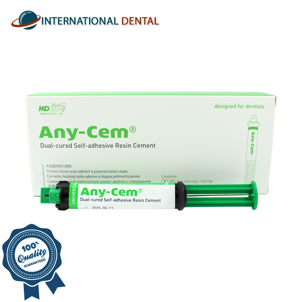 Dental MediClus Any-Cem® Dual Cure Material Cement Adhesive Syringe 6g