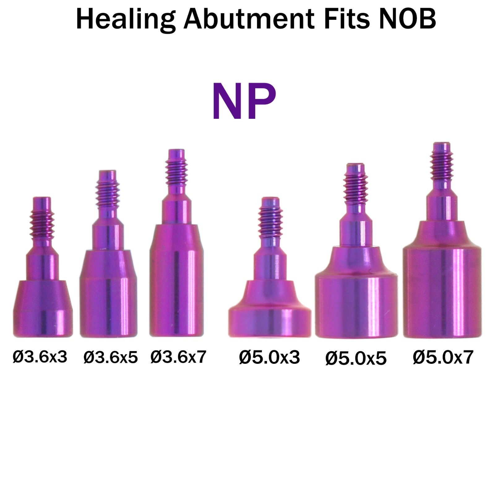 Dental Healing Cap Abutment RP/NP fits NOBEL Active Ø3.6/5.0/6.0 H=3.0/5.0/7.0mm