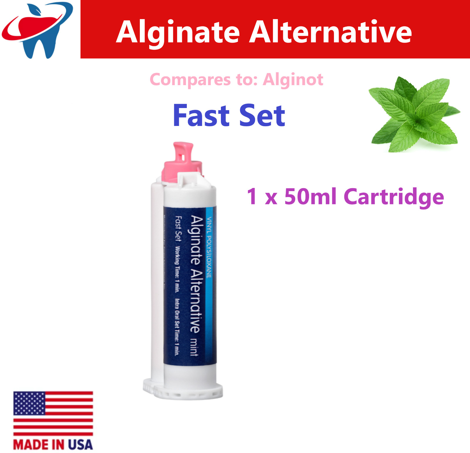 Dental Alginate Substitute 8 x 50mL Cartridges FAST SET – Mark3 9010, Made in US