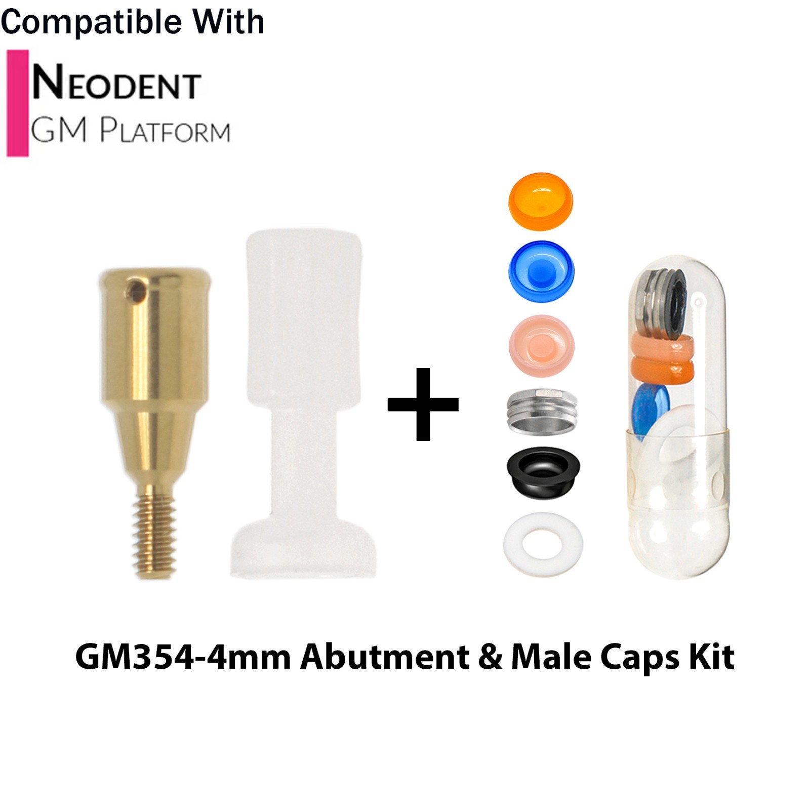 Dental Overdenture Locator Abutment 1-6mm & Male Cap Kit For NEODENT GRAND MORSE
