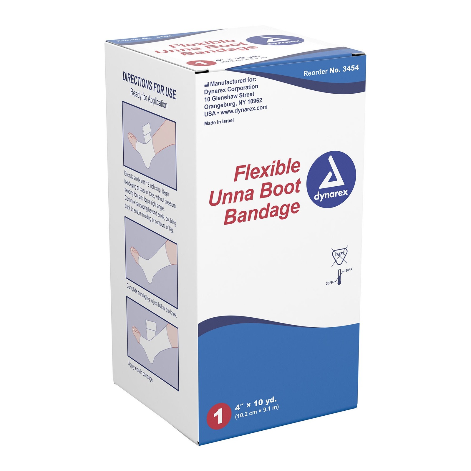 Dynarex Unna Boot Gauze Bandage 4″ X 10 Yd with Zinc Oxide 3454 12 Ct
