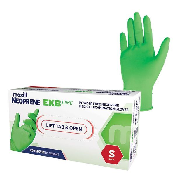 Neoprene EKB Lime Powder-Free Nitrile Exam Gloves, Small, 200/Box