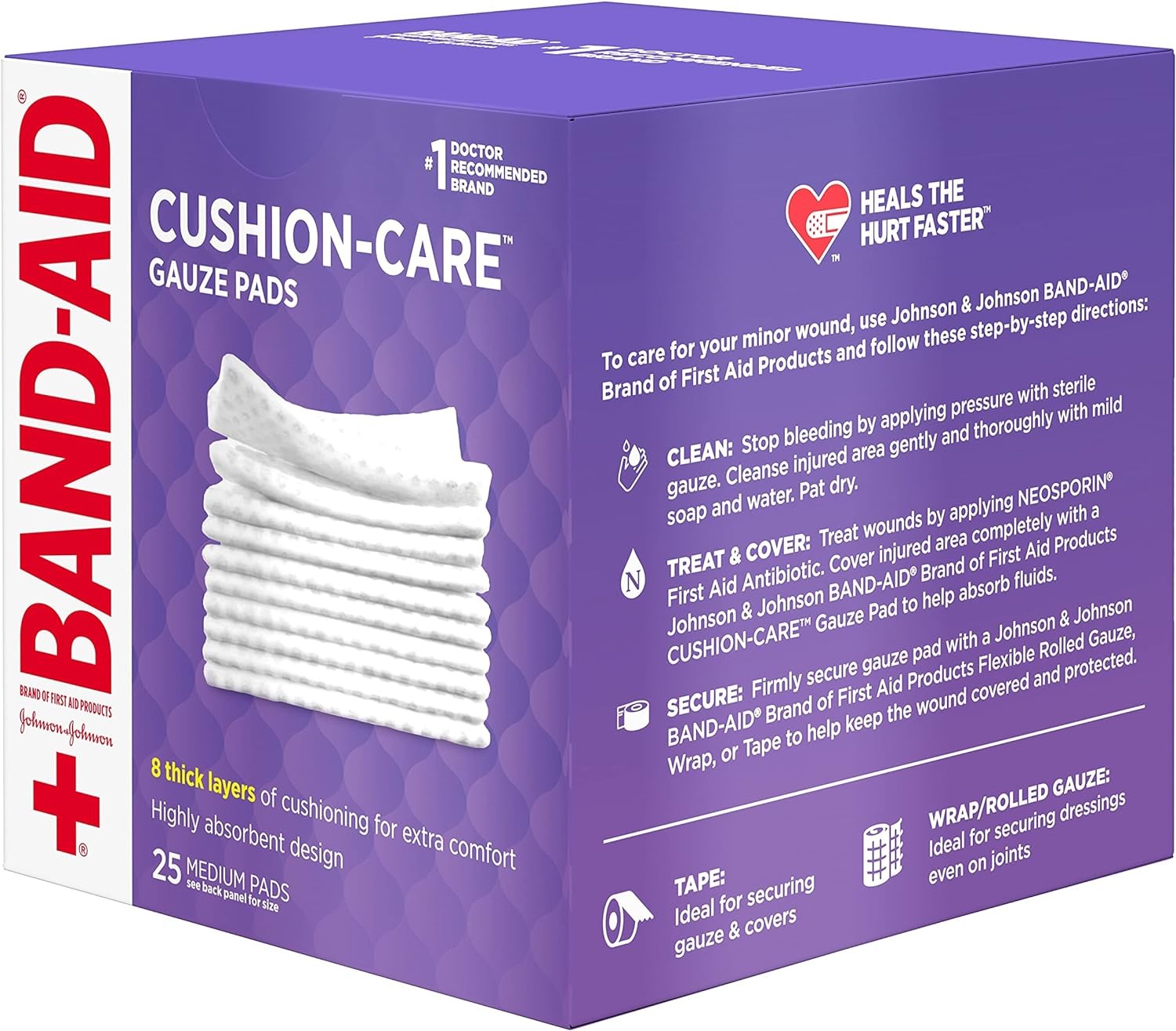 Band-Aid Brand Medium Gauze Pads, 3×3 Inch (Pack of 25)