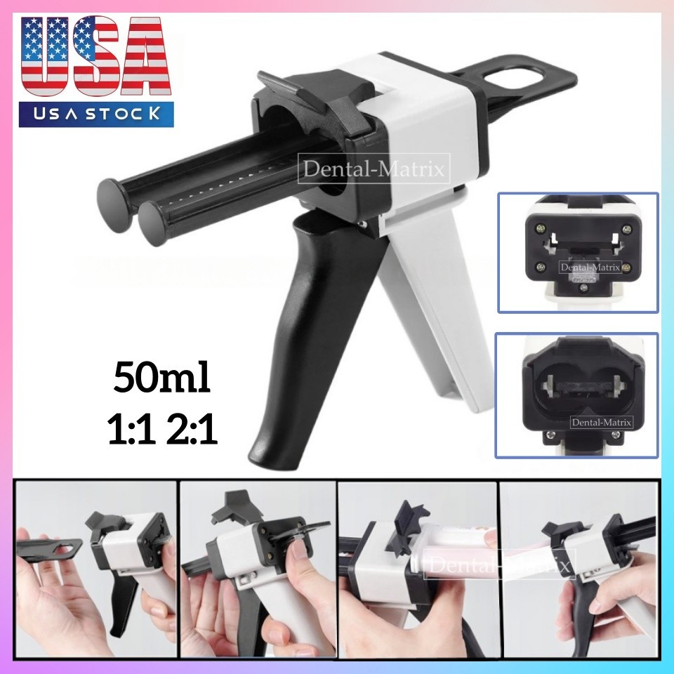 Dental Impression Universal Cartridge Dispenser Delivery Gun 1:1 2:1 Mixing