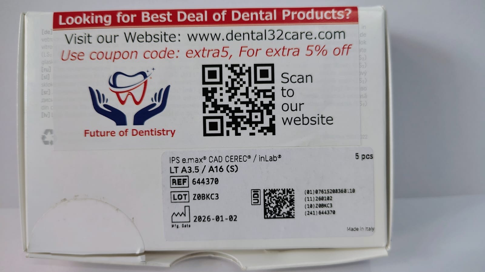 Ivoclar IPS E.Max CAD CEREC/InLab LT A3.5/A16 (S)