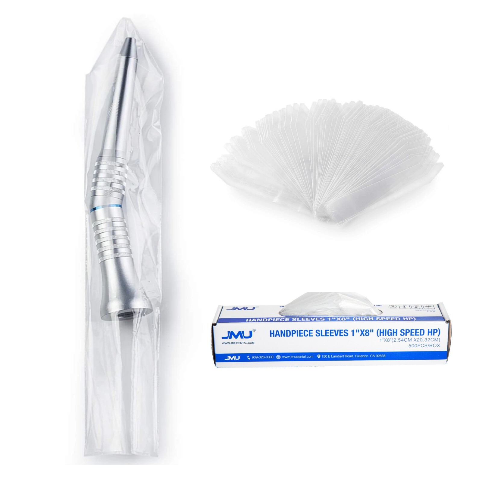 JMU 500pcs Dental Low/High Speed Handpiece Clear Cover Sleeves 1″x8″ Barrier