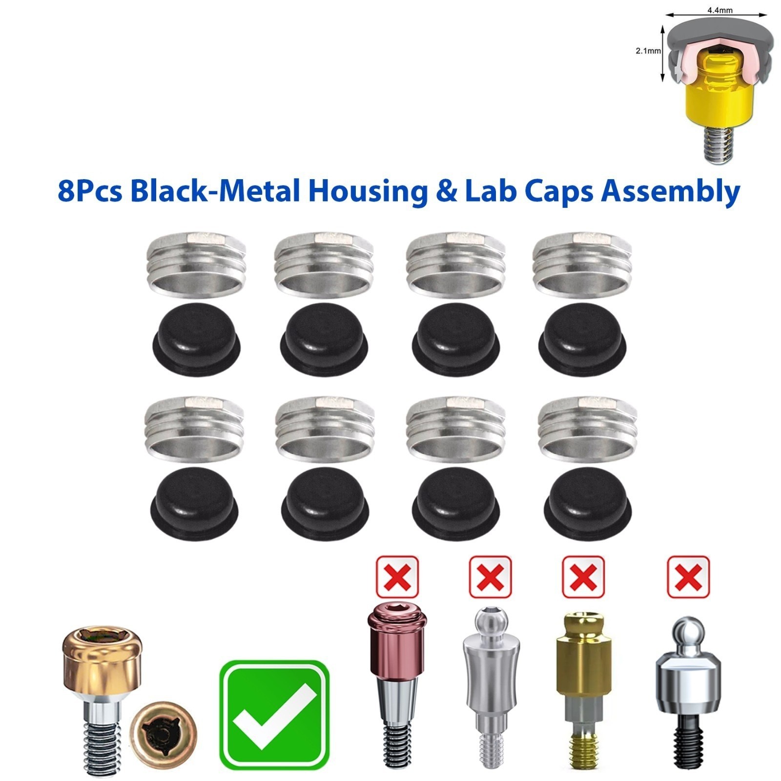 Dental Implant Universal Retention Caps Insertion Locator Abutment Inserts Tool